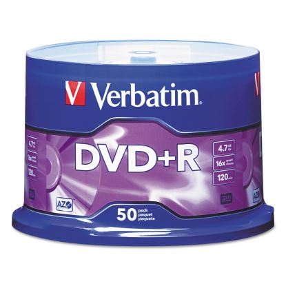 DVD+R Recordable Disc, 4.7 GB, 16x, Spindle, Matte Silver, 50/Pack1