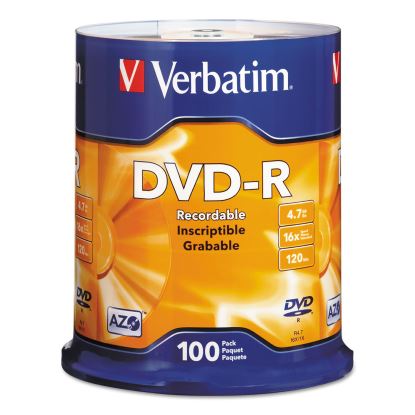 DVD-R Recordable Disc, 4.7 GB, 16x, Spindle, Silver, 100/Pack1