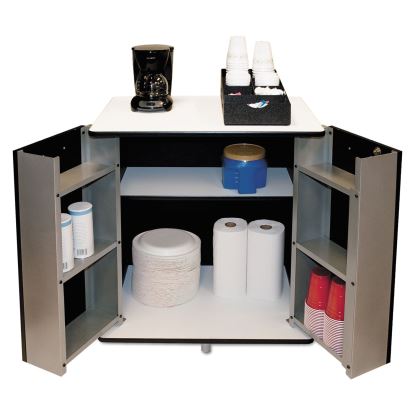 Refreshment Stand, Two-Shelf, 29.5w x 21d x 33h, Black/White1