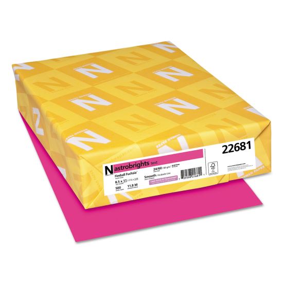 Color Paper, 24 lb Bond Weight, 8.5 x 11, Fireball Fuchsia, 500/Ream1