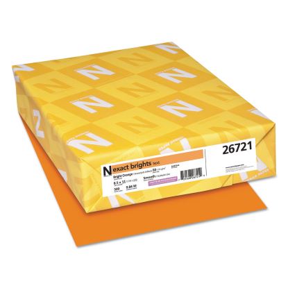Exact Brights Paper, 20 lb Bond Weight, 8.5 x 11, Bright Orange, 500/Ream1