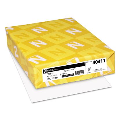 Exact Index Card Stock, 94 Bright, 110 lb Index Weight, 8.5 x 11, White, 250/Pack1