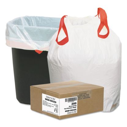 Heavy-Duty Trash Bags, 13 gal, 0.9 mil, 24.5" x 27.38", White, 200/Box1