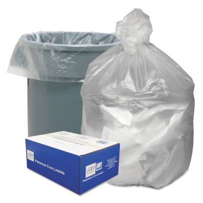 Waste Can Liners, 45 gal, 10 microns, 40" x 46", Natural, 250/Carton1