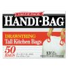 Drawstring Kitchen Bags, 13 gal, 0.6 mil, 24" x 27.38", White, 50/Box2