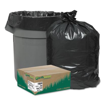 Linear Low Density Recycled Can Liners, 56 gal, 2 mil, 43" x 47", Black, 100/Carton1