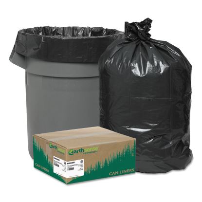 Linear Low Density Recycled Can Liners, 45 gal, 1.25 mil, 40" x 46", Black, 100/Carton1