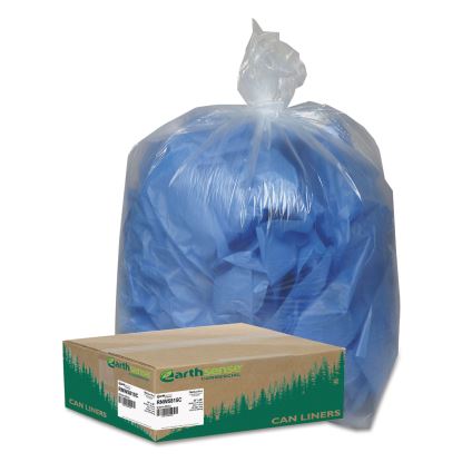 Linear Low Density Clear Recycled Can Liners, 60 gal, 1.5 mil, 38" x 58", Clear, 100/Carton1