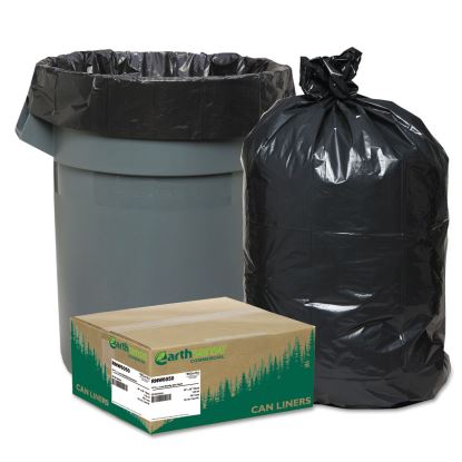 Linear Low Density Recycled Can Liners, 60 gal, 1.25 mil, 38" x 58", Black, 100/Carton1