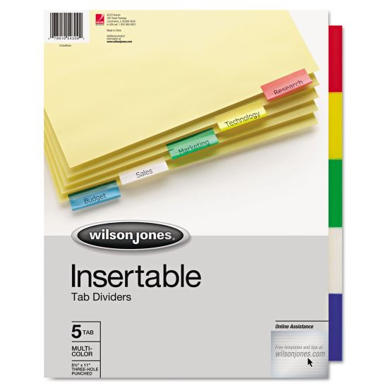 Insertable Tab Dividers, 3-Hole Punched, 5-Tab, 11 x 8.5, Buff, 1 Set1