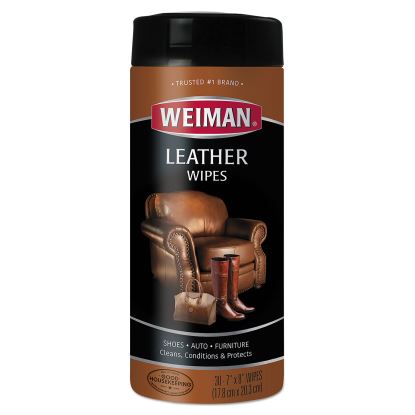 Leather Wipes, 7 x 8, 30/Canister1
