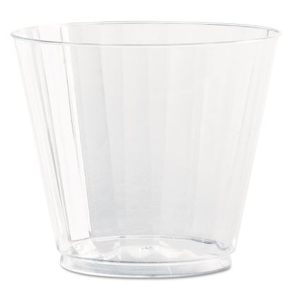 Classic Crystal Plastic Tumblers, 9 oz, Clear, Fluted, Squat, 20/Pack, 12 Packs/Carton1