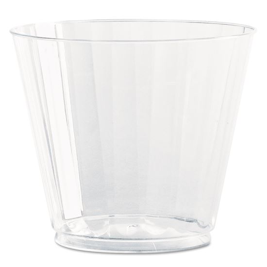 Classic Crystal Plastic Tumblers, 9 oz, Clear, Fluted, Squat, 20/Pack, 12 Packs/Carton1