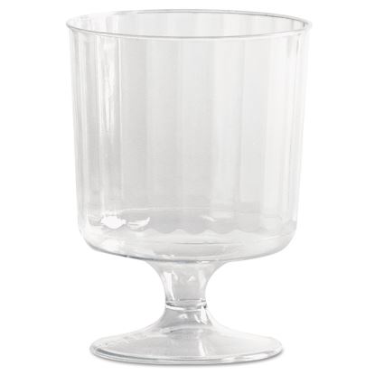 Classic Crystal Plastic Wine Glasses on Pedestals, 5 oz, Clear, Fluted, 10/Pack, 24 Packs/Carton1