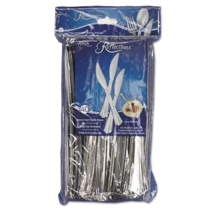 Reflections Heavyweight Plastic Utensils, Knife, Silver, 7 1/2", 40/Pack1
