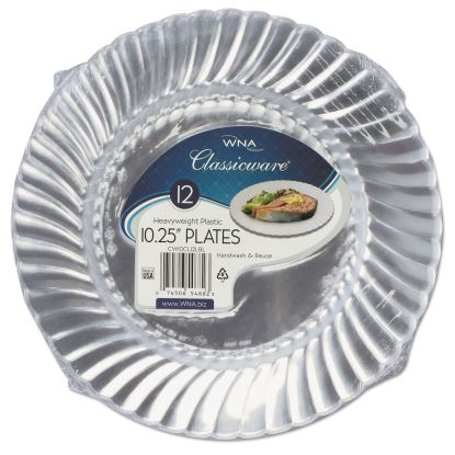 Classicware Plastic Dinnerware Plates, 10.25" dia, Clear, 12/Pack1