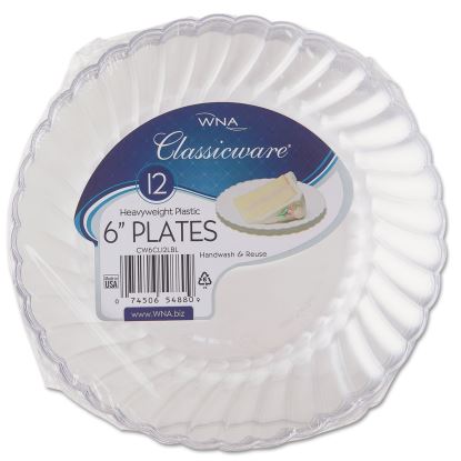 Classicware Plastic Plates, 6" dia, Clear, 12/Pack, 15 Packs/Carton1