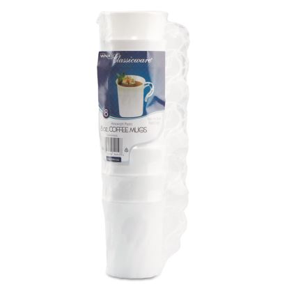Classicware Plastic Coffee Mugs, 8 oz, White, 8 Pack, 24 Packs/Carton1