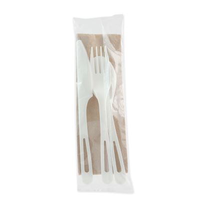 TPLA Compostable Cutlery, Knife/Fork/Spoon/Napkin, 6", White, 250/Carton1