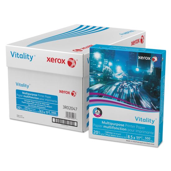 Vitality Multipurpose Print Paper, 92 Bright, 20 lb Bond Weight, 8.5 x 11, White, 500 Sheets/Ream, 10 Reams/Carton1