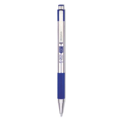 F-301 Ballpoint Pen, Retractable, Fine 0.7 mm, Blue Ink, Stainless Steel/Blue Barrel1