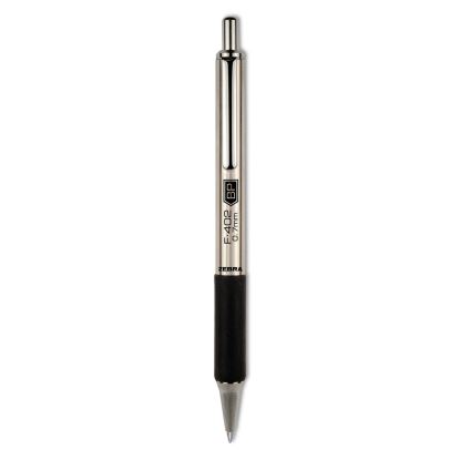 F-402 Ballpoint Pen, Retractable, Fine 0.7 mm, Black Ink, Stainless Steel/Black Barrel1