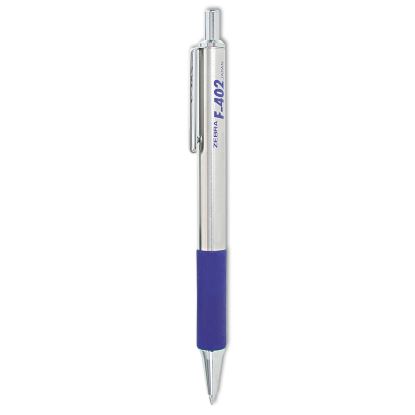 F-402 Ballpoint Pen, Retractable, Fine 0.7 mm, Blue Ink, Stainless Steel/Blue Barrel1