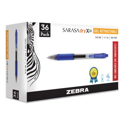 Sarasa Dry Gel X20 Gel Pen, Retractable, Medium 0.7 mm, Blue Ink, Translucent Blue Barrel, 36/Pack1