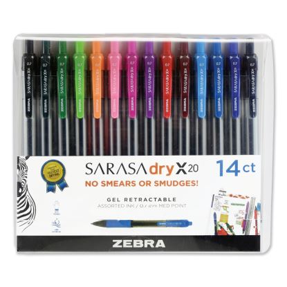 Sarasa Dry Gel X20 Gel Pen, Retractable, Medium 0.7 mm, Assorted Ink and Barrel Colors, 14/Pack1
