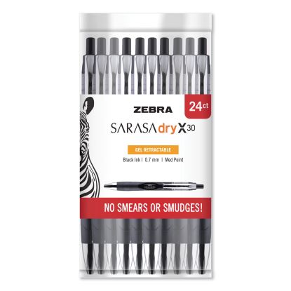 Sarasa Dry Gel X30 Gel Pen, Retractable, Medium 0.7 mm, Black Ink, Black Barrel1
