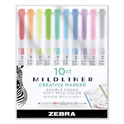 Mildliner Double Ended Highlighter, Assorted Ink Colors, Bold-Chisel/Fine-Bullet Tips, Assorted Barrel Colors, 10/Set1