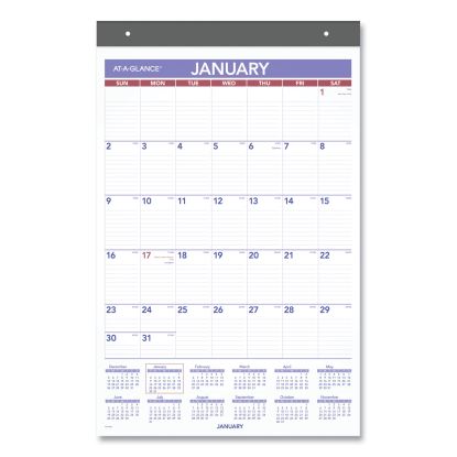 Repositionable Wall Calendar, 15.5 x 22.75, White/Blue/Red Sheets, 12-Month (Jan to Dec): 20231