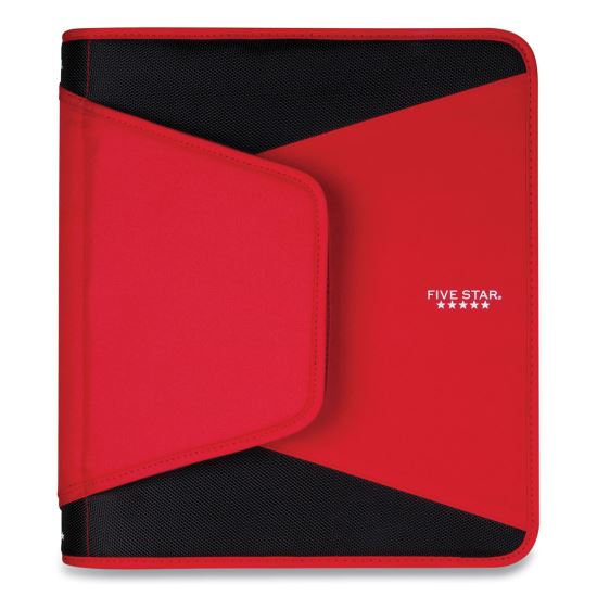 Tech Zipper Binder, 3 Rings, 1.5" Capacity, 11 x 8.5, Red/Black Accents1