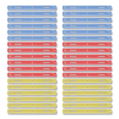 Plastic Ruler, Standard/Metric, 12" (30 cm) Long, Assorted Translucent Colors1