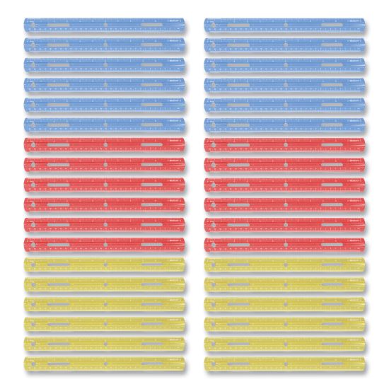 Plastic Ruler, Standard/Metric, 12" (30 cm) Long, Assorted Translucent Colors1