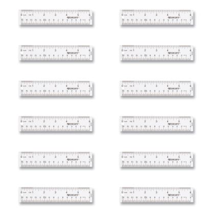 Clear Flexible Acrylic Ruler, Standard/Metric, 6" (15 cm) Long, Clear, 12/Box1