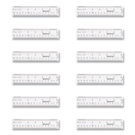 Clear Flexible Acrylic Ruler, Standard/Metric, 6" (15 cm) Long, Clear, 12/Box1