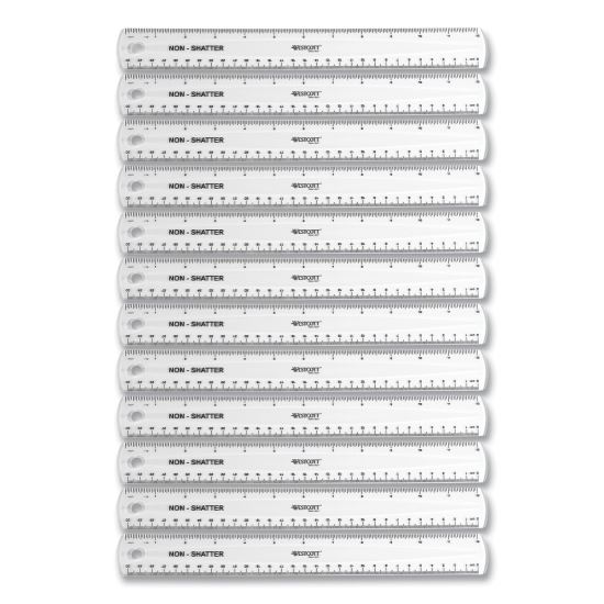 Non-Shatter Flexible Ruler, Standard/Metric, 12" (30 cm) Long, Plastic, Clear, 12/Box1