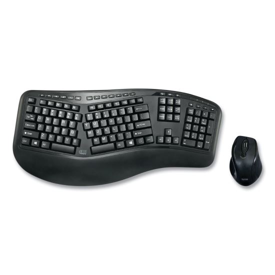 WKB1500GB Wireless Ergonomic Keyboard and Mouse, 2.4 GHz Frequency/30 ft Wireless Range, Black1