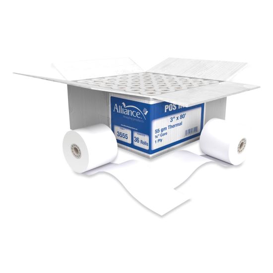 Thermal Cash Register/POS Roll, 3" x 80 ft, White, 36/Carton1