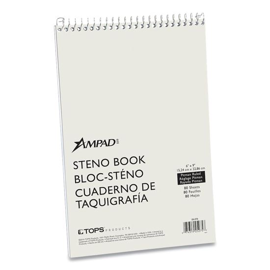 Steno Pads, Pitman Rule, White Cover, 80 Green-Tint 6 x 9 Sheets1