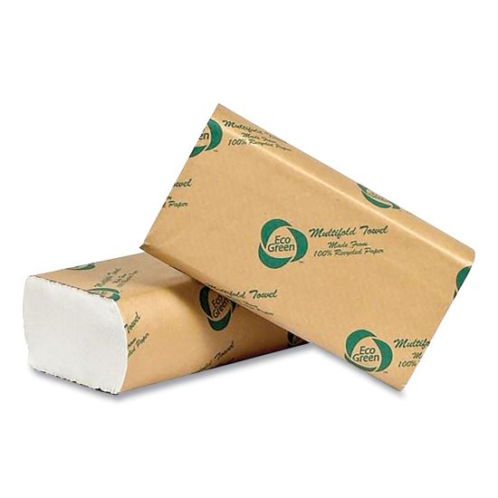 Recycled Multifold Paper Towels, 1-Ply, 9.5 x 9.5, White, 250/Pack, 16 Packs/Carton1