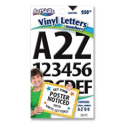 Poster and Bulletin Board Vinyl Letters and Numbers, Black, 1" and 2"h, 250/Pack1