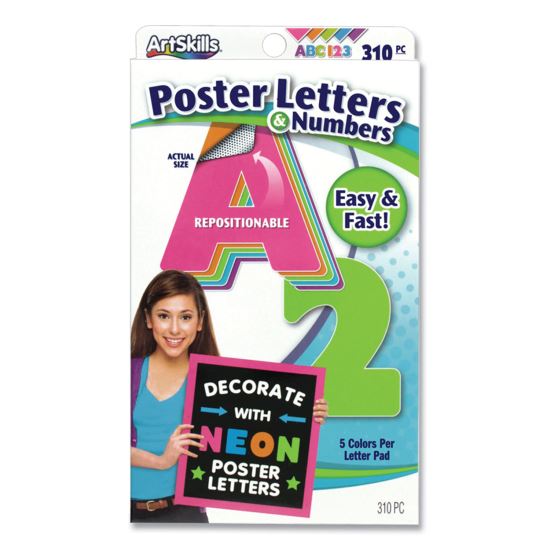 Neon Color Poster Letters and Numbers, 310/Pack1