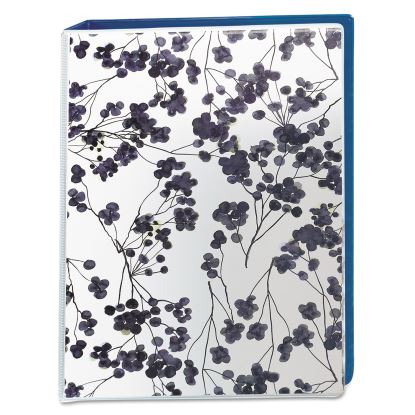 Durable Mini Size Non-View Fashion Binder with Round Rings, 3 Rings, 1" Capacity, 8.5 x 5.5, Floral/Navy1