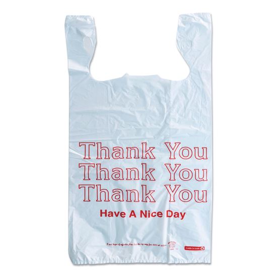 Plastic "Thank You - Have a Nice Day" Shopping Bags, 11.5" x 6.5" x 22", White, 250/Box1