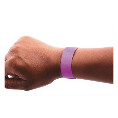 Security Wristbands, Sequentially Numbered, 10" x 0.75", Purple, 100/Pack1