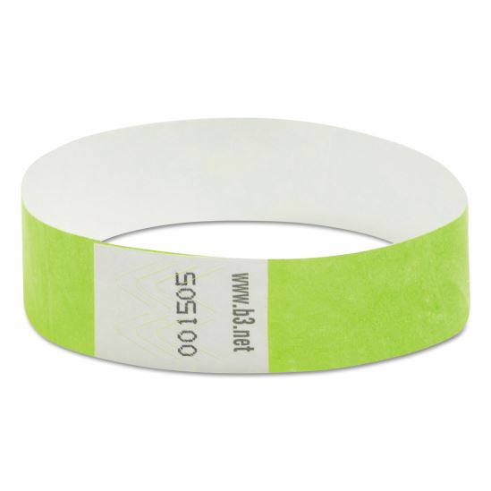 Security Wristbands, Sequentially Numbered, 10" x 0.75", Green, 100/Pack1