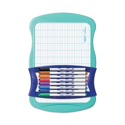Intensity Dry Erase Board/Markers Kit, 9 Markers/Dual-Sided Dry Erase Board, 7.8 x 11.8, White Surface, Plastic Blue Frame1