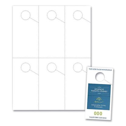 Micro-Perforated Parking Pass, 110 lb Index Weight, 8.25 x 11, White, 6 Passes/Sheet, 50 Sheets/Pack1